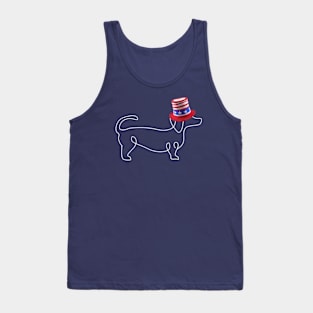 Wiener Dog Wearing Patriotic Hat Tank Top